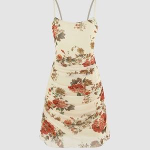 Cider chiffon cream dress with roses